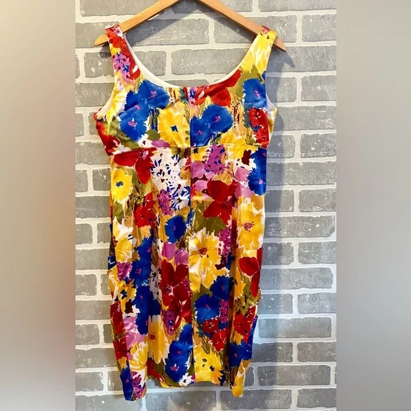 Bisou Bisou Vibrant Bright Multicolor Floral Cocktail Formal Dress size 12 - Picture 5 of 5